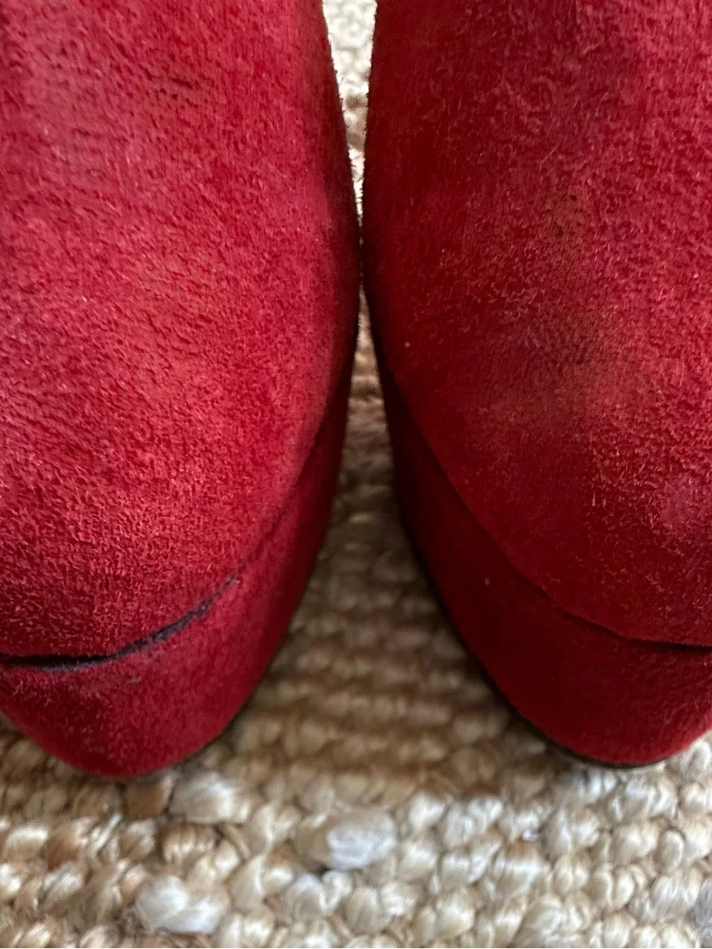 Vintage Women's Red Suede Platform Heels